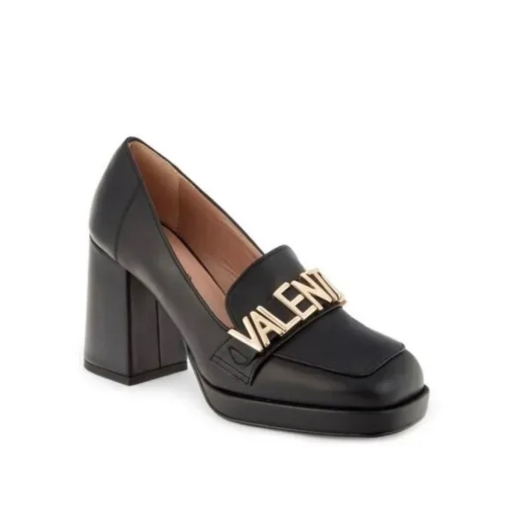 MARIO VALENTINO Rosalinda Logo Leather Heeled Loafers size 6